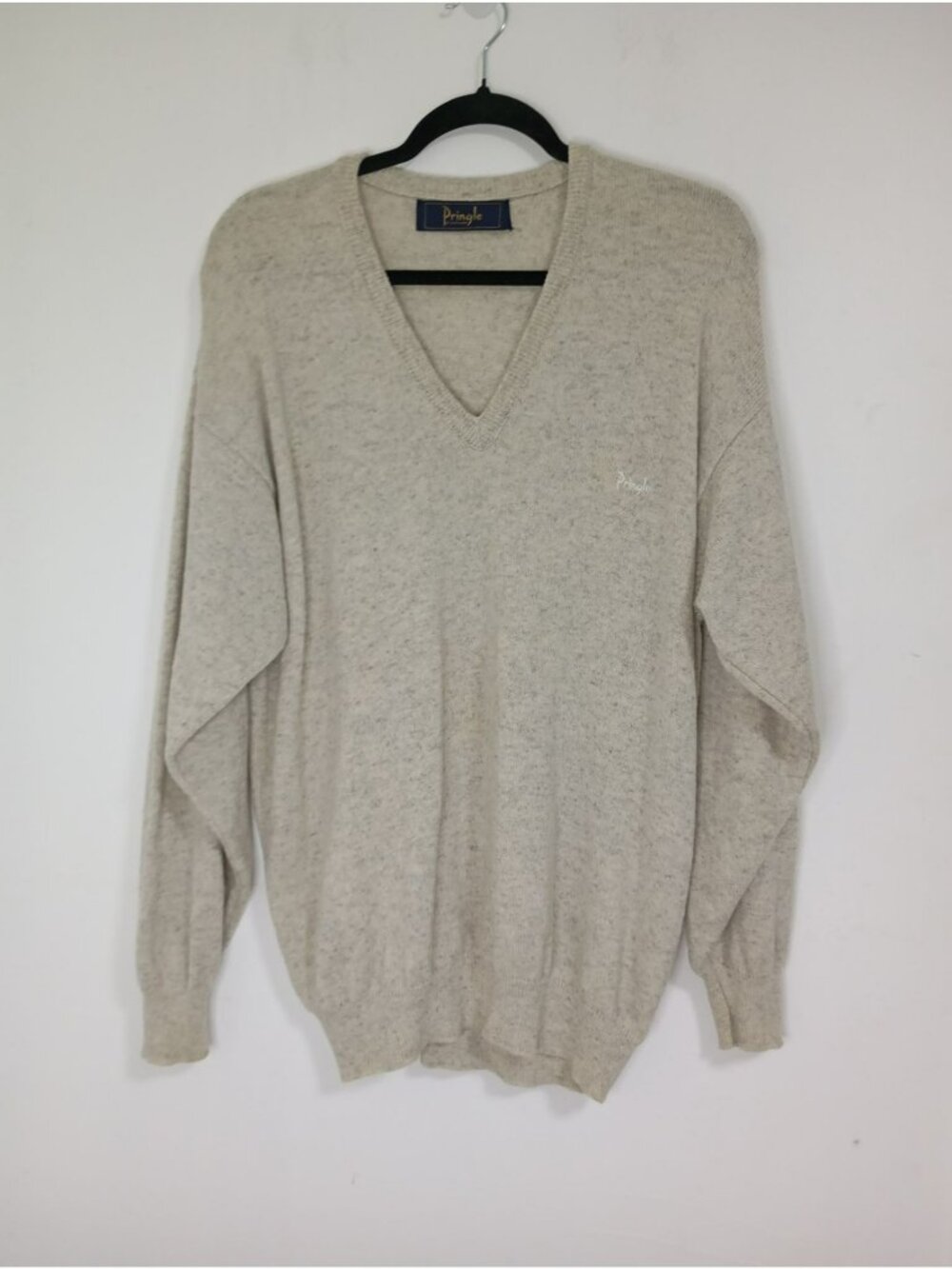 Pringle Of Scotland Beige V-Neck Sweater 100% Pure New Wool Size M, Men1